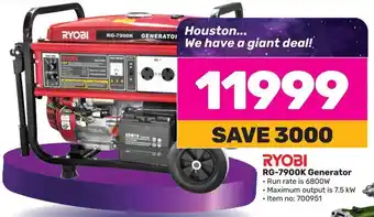 Game RYOBI RG-7900K Generator offer