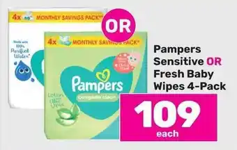 Game Pampers Sensitive OR Fresh Baby Wipes 4-Pack offer