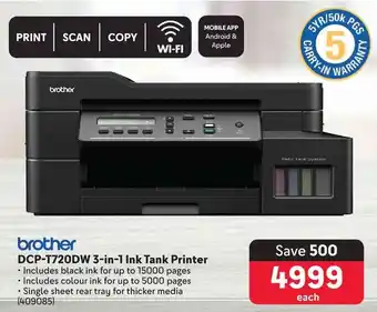 Makro DCP-T720DW 3-in-1 Ink Tank Printer offer