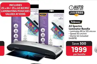 Makro Fellowes A3 Spectra Laminator Bundle offer
