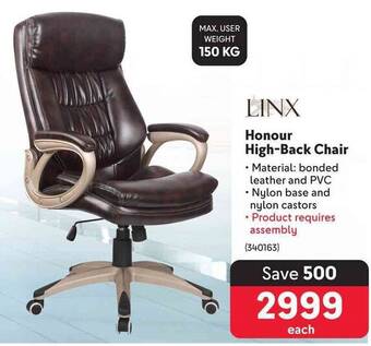 Linx edison high back deals chair black