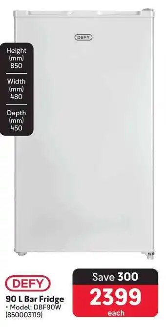 Makro DEFY 90L Bar Fridge offer