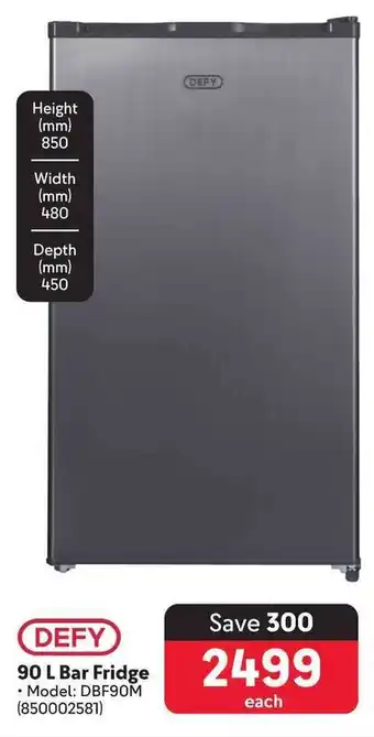 Makro DEFY 90L Bar Fridge offer