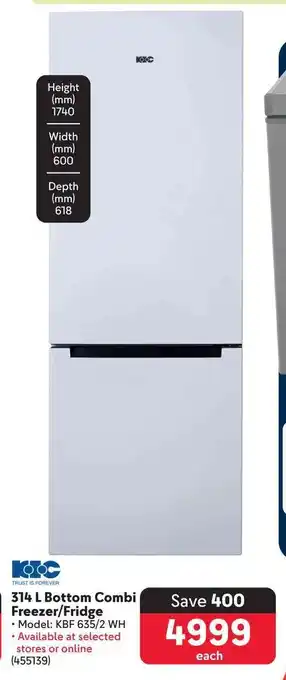 Makro 314L Bottom Combi Freezer/Fridge offer