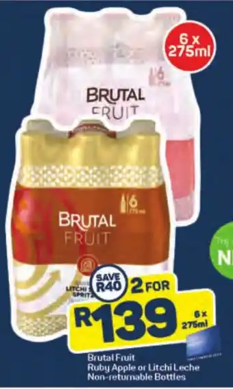 Pick n Pay Liquor Brutal Fruit Ruby Apple or Litchi Leche Non-returnable Bottles offer