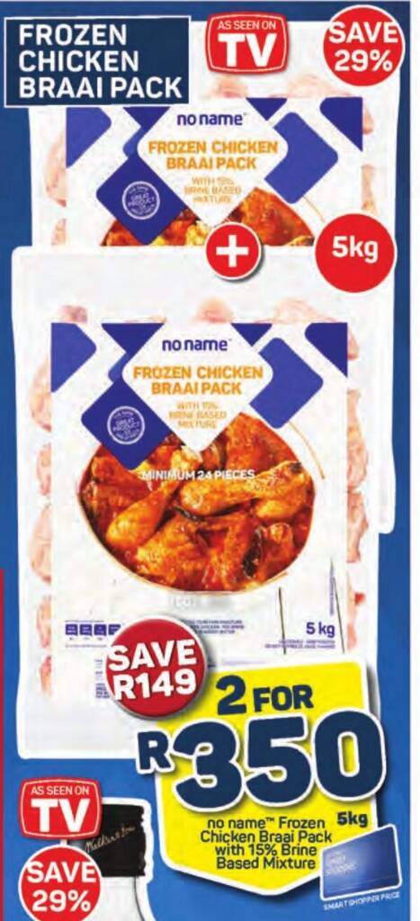 no name Frozen 5kg Chicken Braai Pack with 15% Brine Based Mixture ...