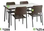 Naterial Dining Table Zena Wicker, Steel & Glass 90cm x 150cm 81457206