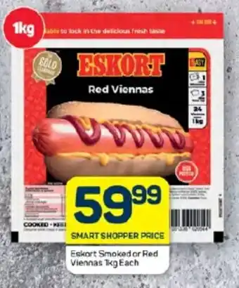 Pick n Pay Hypermarket Eskort Smoked or Red Viennas 1kg Each offer