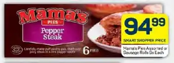 Pick n Pay Hypermarket Mama's Pies Assorted or Sausage Rolls 6s Each offer