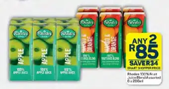 Pick n Pay Hypermarket Rhodes 100% Fruit Juice Blend Assorted 6x200ml offer