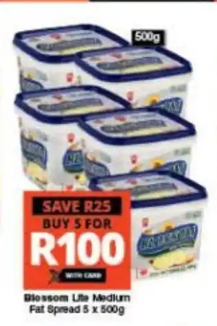 Checkers Blossom Lite Medium Fat Spread 5 x 500g offer