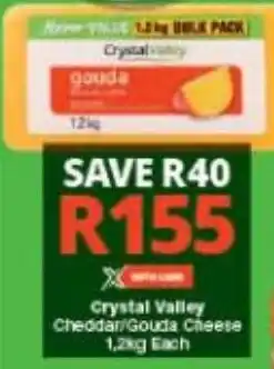 Checkers Crystal Valley Cheddar/Gouda Cheese 1,2kg Each offer