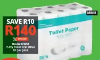 Checkers Housebrand 2-Ply Toilet Roll Minie 30 per pack offer