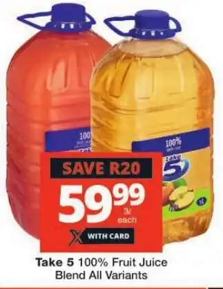 Checkers Take 5 100% Fruit Juice Blend All Variants offer