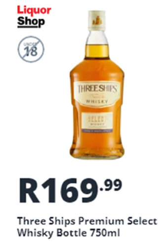 Shoprite Liquor Three Ships Premium Select Whisky Bottle 750ml offer