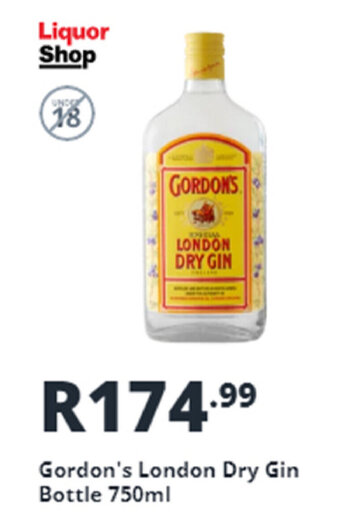 Shoprite Liquor Gordon's London Dry Gin Bottle 750ml offer
