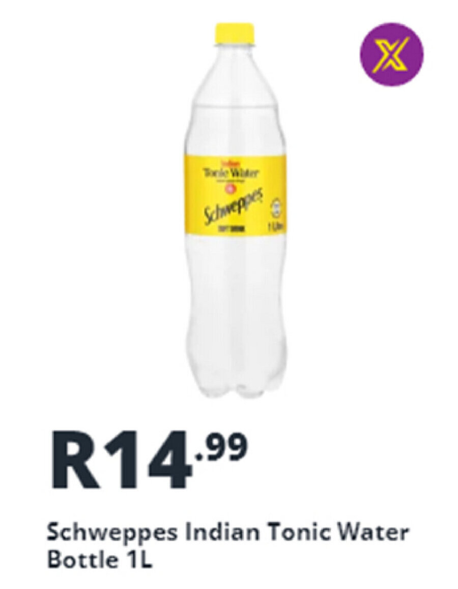 Schweppes Indian Tonic Water Bottle 1L offer at Shoprite Liquor