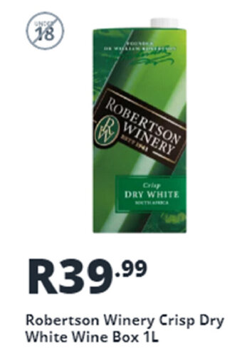 Shoprite Liquor Robertson Winery Crisp Dry White Wine Box 1L offer