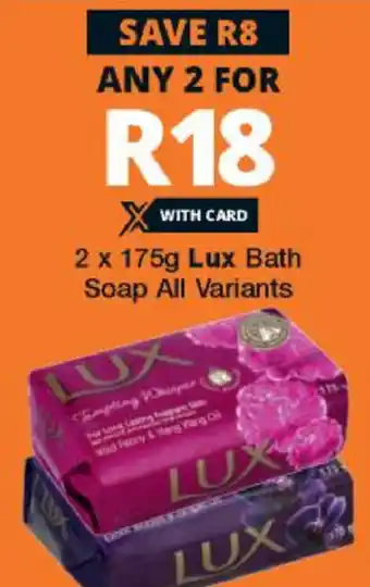 Checkers Lux Bath Soap 2x175g offer