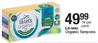 Checkers Lil-lets Organic Tampons 16 per pack offer