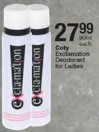 Coty Exclamation Deodorant For Ladies 90ml