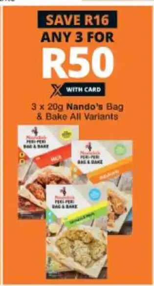 Checkers Nando's Bag & Bake All Variants 3 x 20g offer