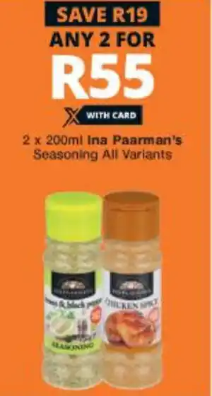 Checkers Ina Paarman's Seasoning All Variants 2 x 200ml offer