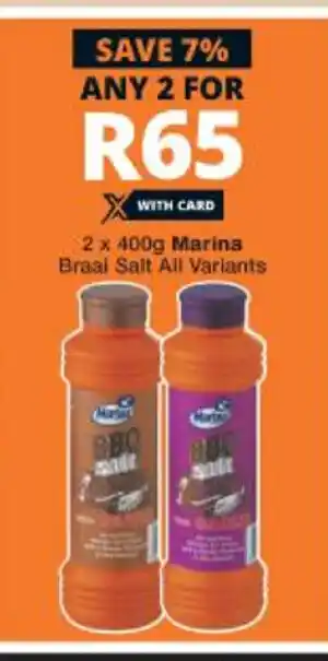 Checkers Marina Braai Salt All Variants 2 x 400g offer