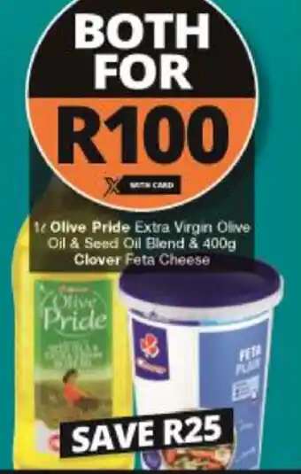 Checkers Olive Extra Virgin Olive Oil & Seed Oil Blend & 400g Clover Feta Cheese 1L offer