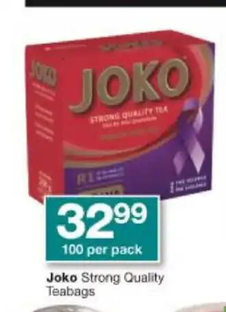 Checkers Joko Strong Quality Teabags 100 per pack offer
