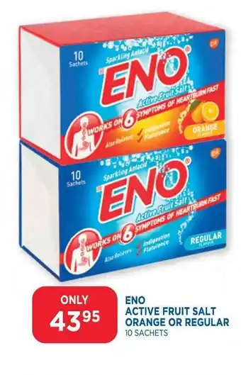 Eno Active Fruit Salt Orange or Regular 10 Sachets