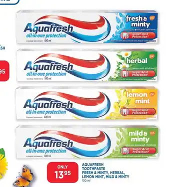 Aquafresh Toothpaste Fresh & Minty, Herbal, Lemon Mint, Mild & Minty 100ml