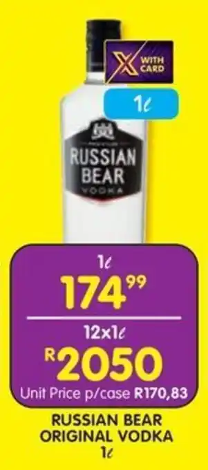 Shoprite Liquor RUSSIAN BEAR ORIGINAL VODKA 1L offer