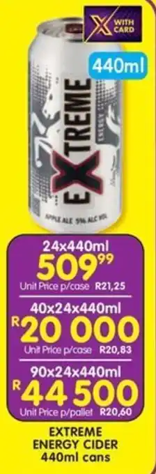 Shoprite Liquor EXTREME ENERGY CIDER 440ml cans offer