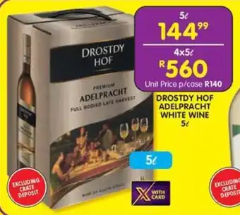 Shoprite Liquor DROSTDY HOF ADELPRACHT WHITE WINE 5L offer