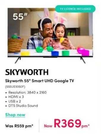 Teljoy Skyworth 55" Smart UHD Google TV offer