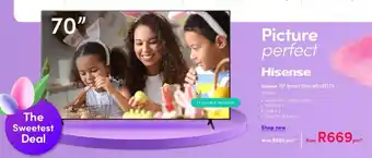 Teljoy Hisense 70" Smart Ultra HD LED TV offer