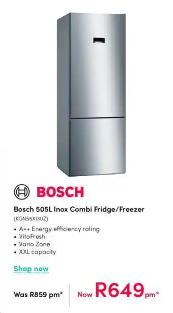 Teljoy Bosch 505L Inox Combi Fridge/Freezer offer