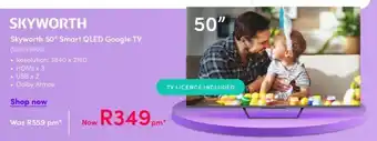 Teljoy Skyworth 50" Smart QLED Google TV offer