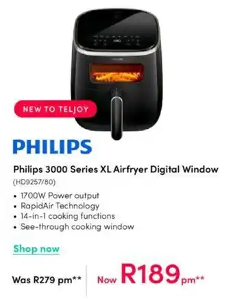 Teljoy Philips 3000 Series XL Airfryer Digital Window offer