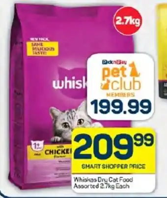 Pick n Pay Hypermarket Whiskas Dry Cat Food Assorted 2.7kg Each offer