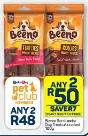 Pick n Pay Hypermarket Beeno Semi-moist Dog Treats Assorted 120g offer
