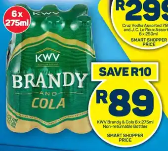 Pick n Pay Hypermarket KWV Brandy & Cola 6 x 275ml Non-returnable Bottles offer