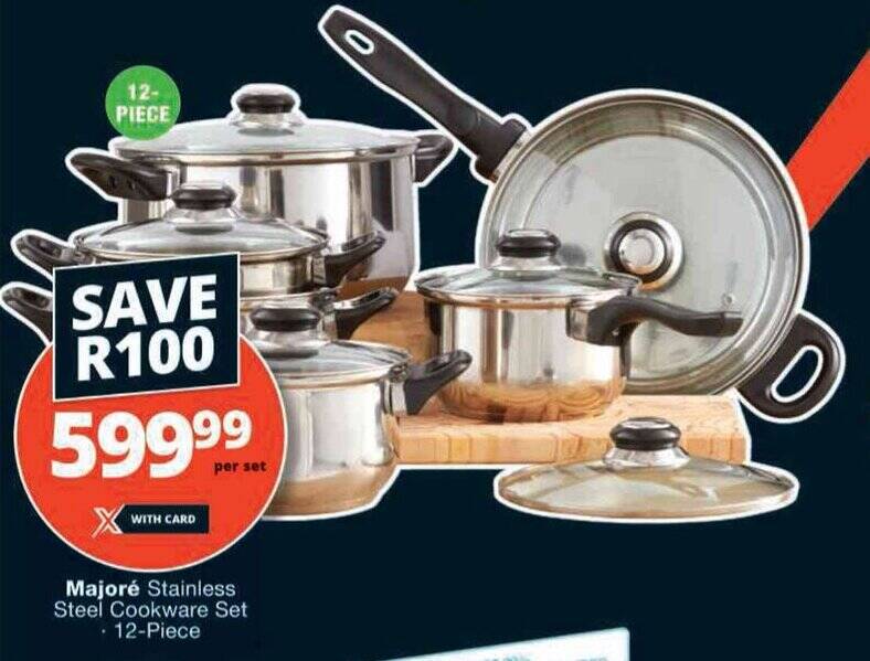Majoré Stainless Steel Cookware Set 12Piece offer at Checkers Hyper