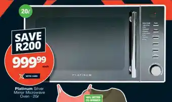 Checkers Hyper Platinum Silver Mirror Microwave Oven 20L offer