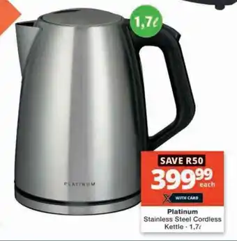 Checkers Hyper Platinum Stainless Steel Cordless Kettle 1,7L offer