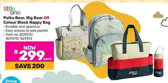 Game Polka Bear, Big Bear OR Colour Block Nappy Bag offer