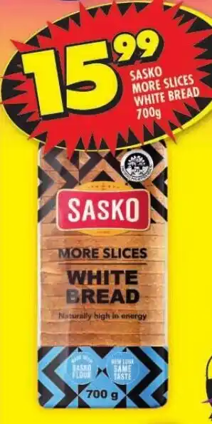 Shoprite SASKO MORE SLICES WHITE BREAD 700g offer