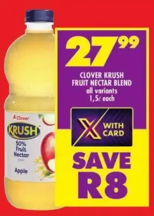 Shoprite CLOVER KRUSH FRUIT NECTAR BLEND offer