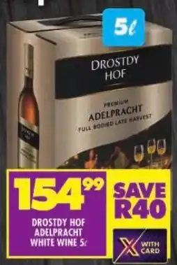 Shoprite DROSTDY HOF ADELPRACHT WHITE WINE 5L offer